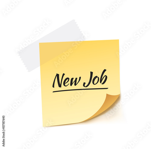 New Job Stick Note Vector Illustration