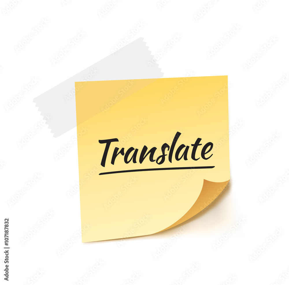 Translate Stick Note Vector Illustration Translate Stick Note Vector Illustration