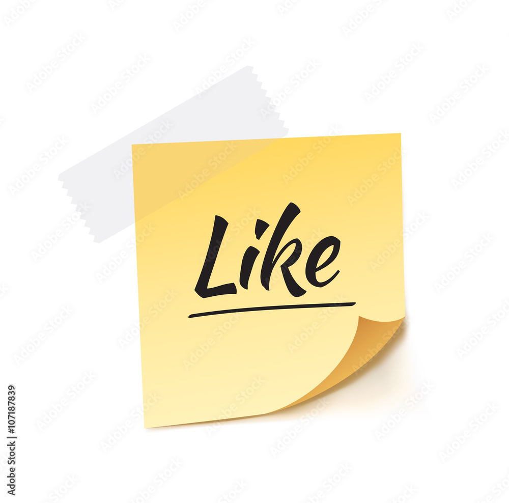 Like Stick Note Vector Illustration Like Stick Note Vector Illustration