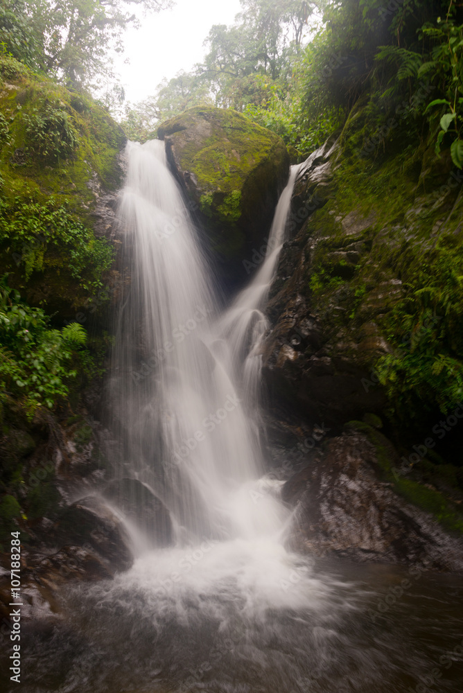 waterfall in ruwenzori mountains, uganda waterfall in ruwenzori mountains, uganda