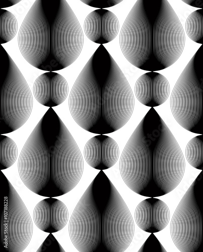 Vector monochrome stripy endless pattern, art continuous geometric
