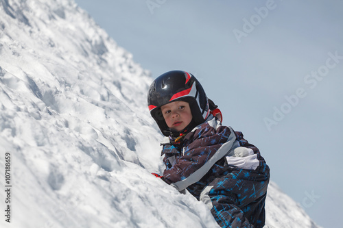 little boy in the Austrian Alps