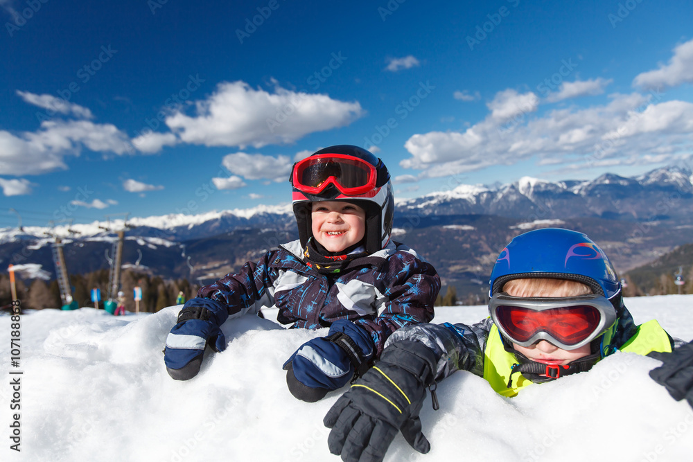 Little boys and winter fun.