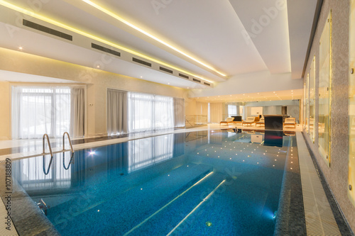 Modern indoor pool  in SPA at hotel