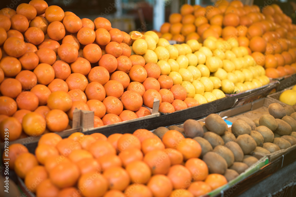 Fresh fruits on a farm market