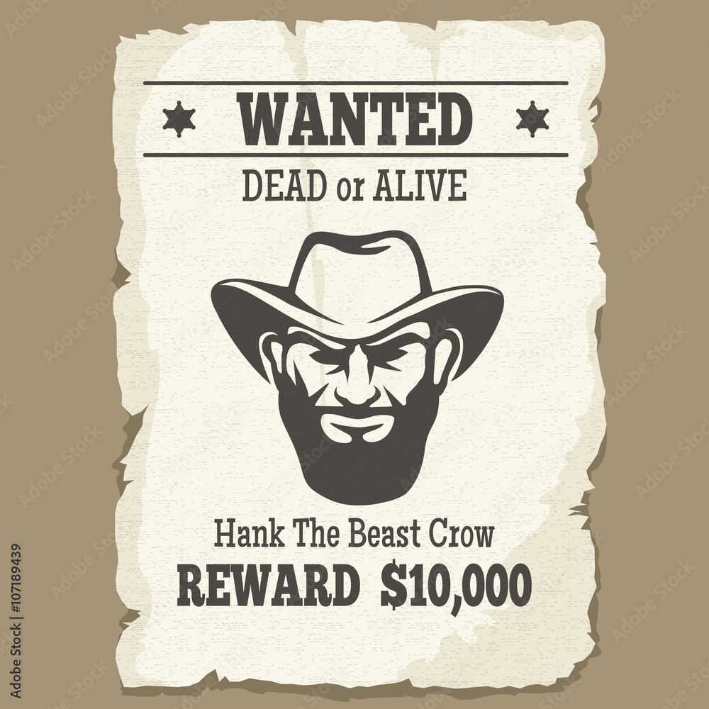 Wanted Dead Or Alive Vintage Western Poster -Metal Sign For Indoor or  Outdoor