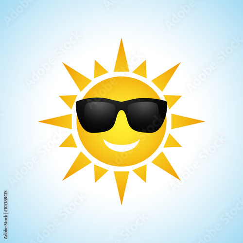 Cute vector cartoon summer sun icon