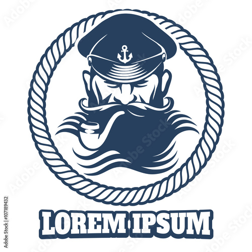 Captain logo or captain tattoo element. Vector illustration