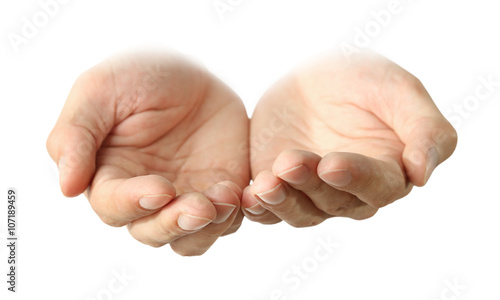 Canvas-taulu Empty male hands, isolated on white