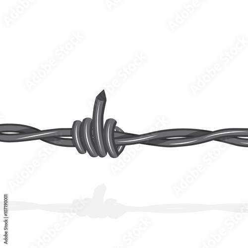 Barbed lookslike fuck off with the middle finger wire seamless background. Vector fence illustration isolated on white. Protection concept design.