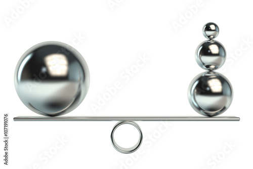 Balance concept with balls, 3D rendering