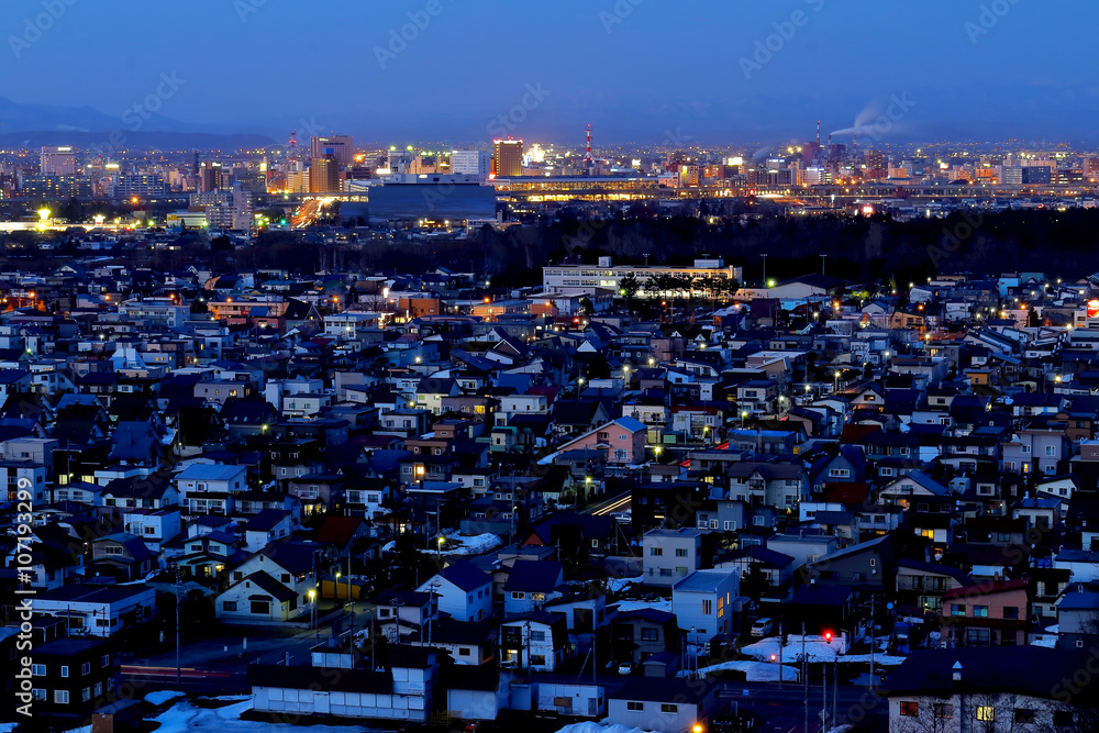 旭川市夜景を観音台方面から撮影 Stock Photo Adobe Stock