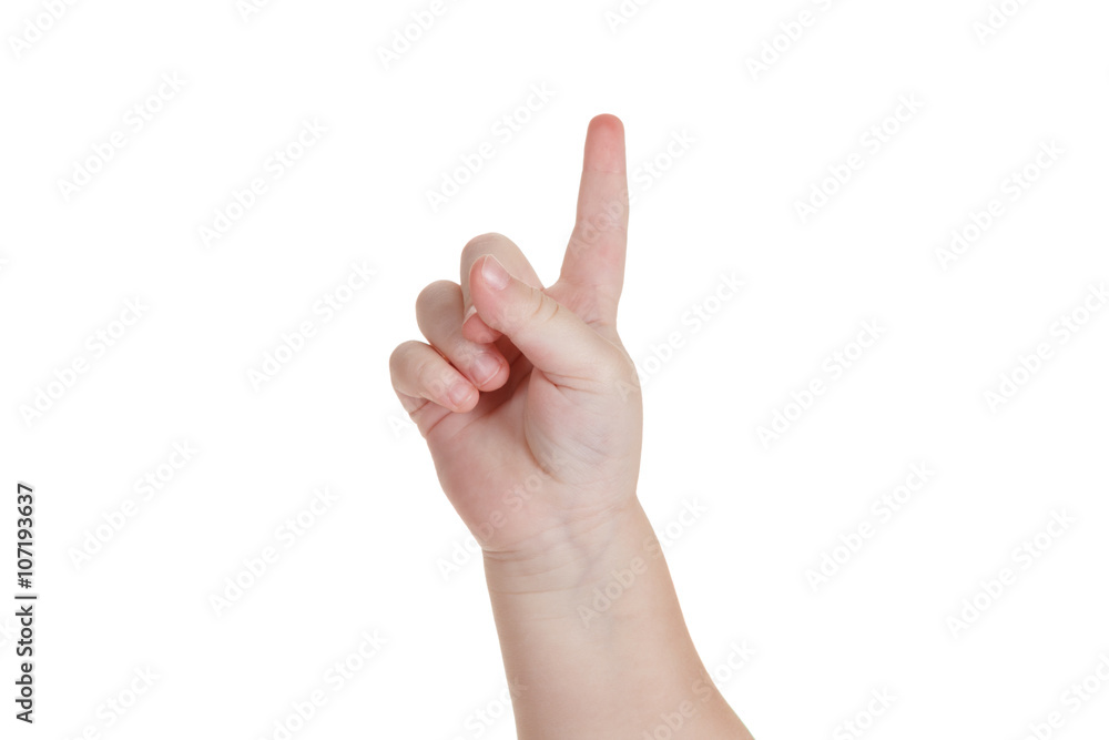 Gesture, a lovely child's hand indicates the direction Gesture, a lovely child's hand indicates the direction