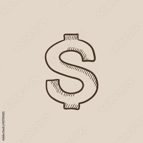 Dollar symbol sketch icon.