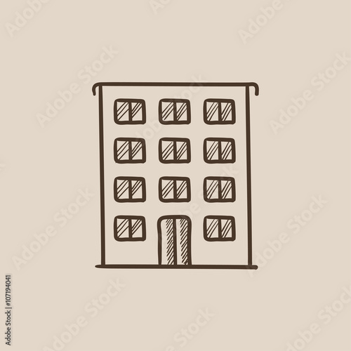 Residential building sketch icon.