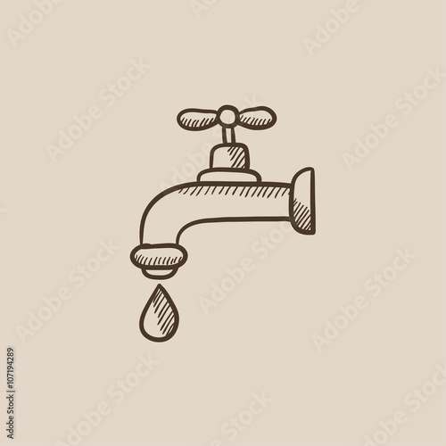 Dripping tap with drop sketch icon.