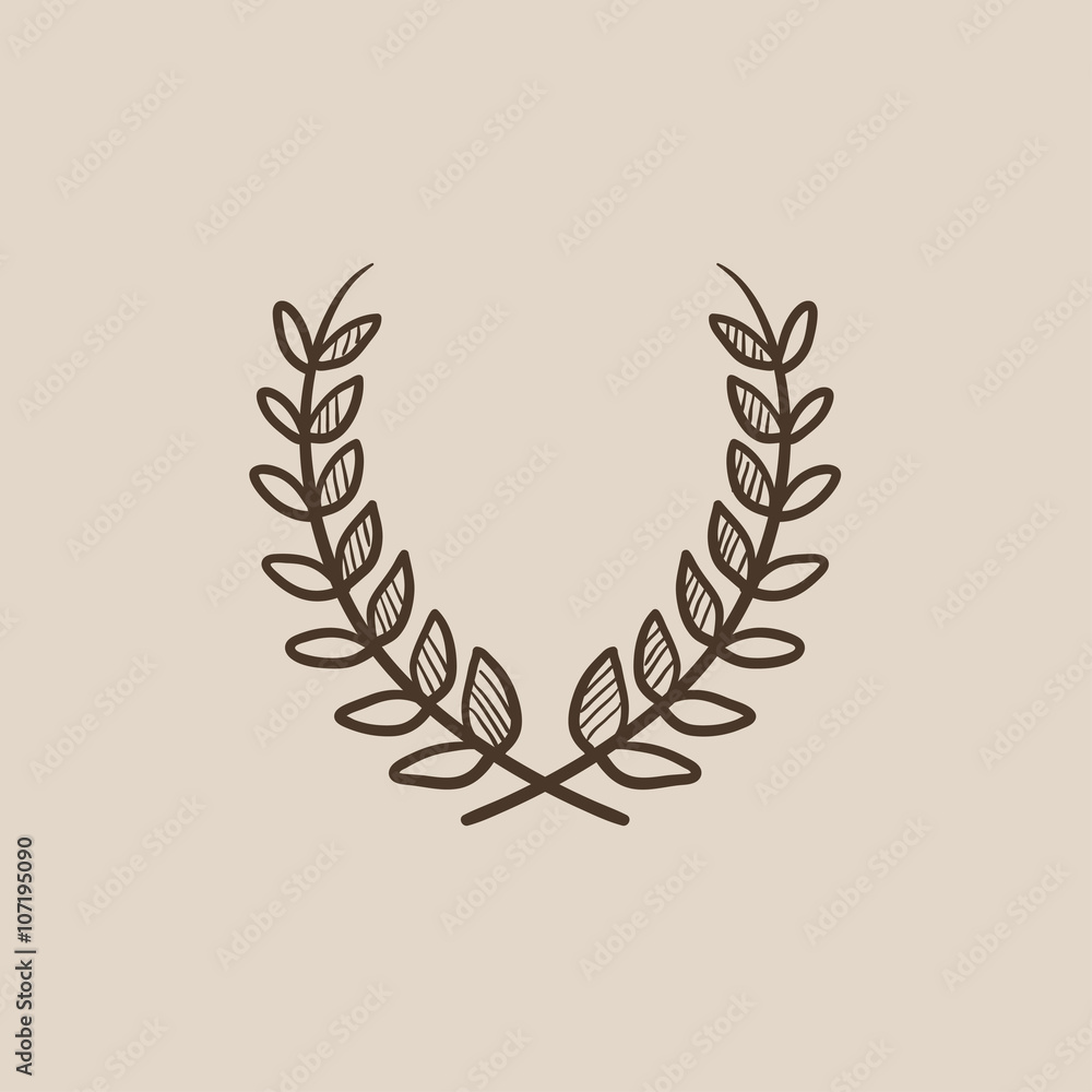Laurel wreath sketch icon.