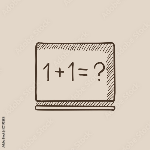 Maths example written on blackboard sketch icon.