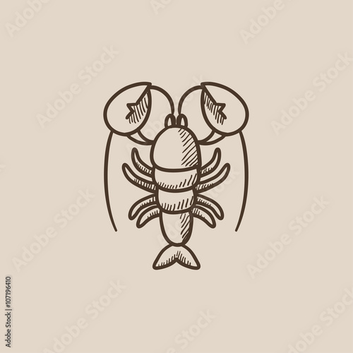 Lobster sketch icon.