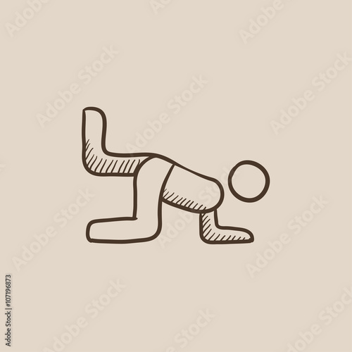 Man exercising buttocks sketch icon.