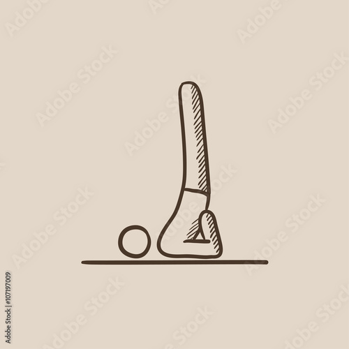 Man practicing yoga sketch icon.