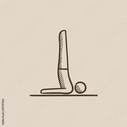 Man practicing yoga sketch icon.