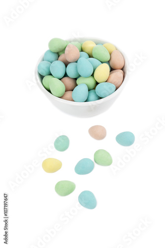  colorful egg shape on white bowl