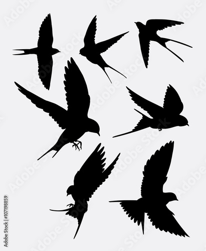 Swallow bird animal silhouette. good use for symbol, logo, web icon, mascot, sticker design, mascot, or any design you want.