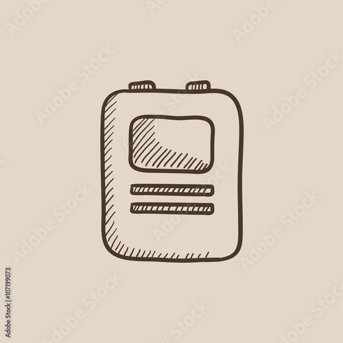 Heart defibrillator sketch icon.