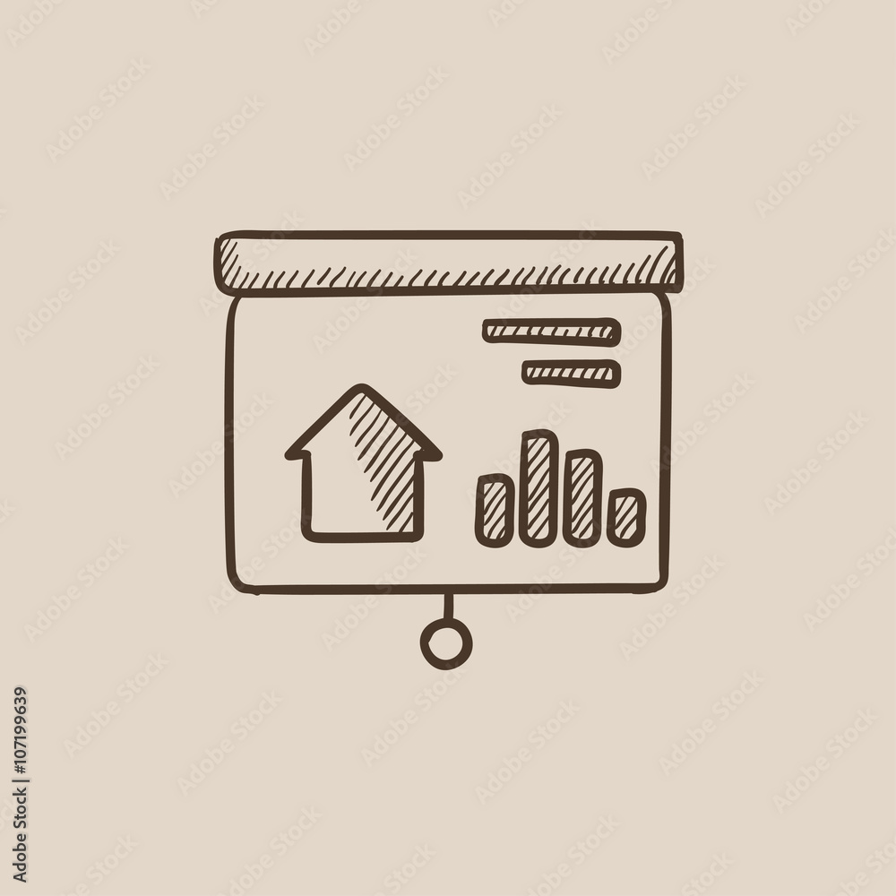 Presentation on projector screen sketch icon. Presentation on projector screen sketch icon.