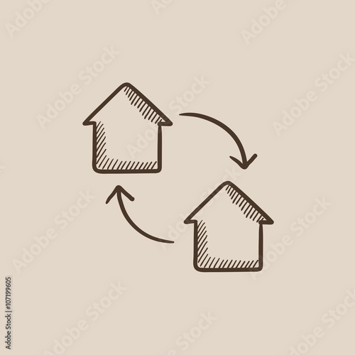 House exchange sketch icon.