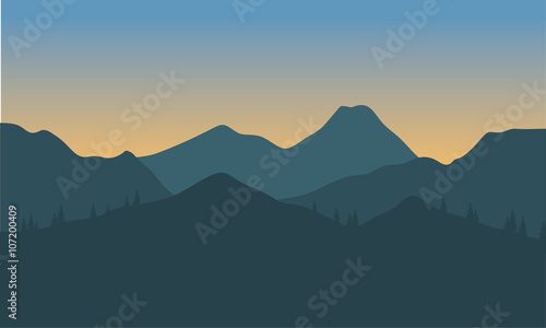 Silhouette of hills with gray background