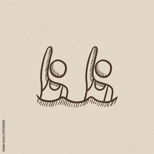 Synchronized swimming sketch icon.