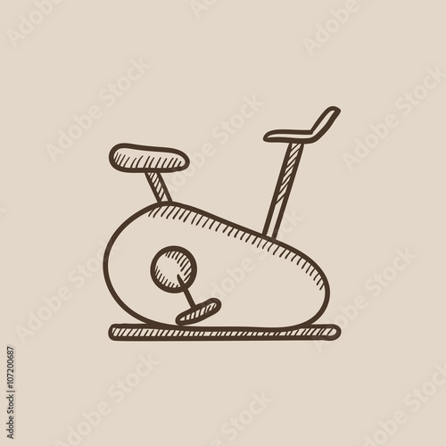 Exercise bike sketch icon.