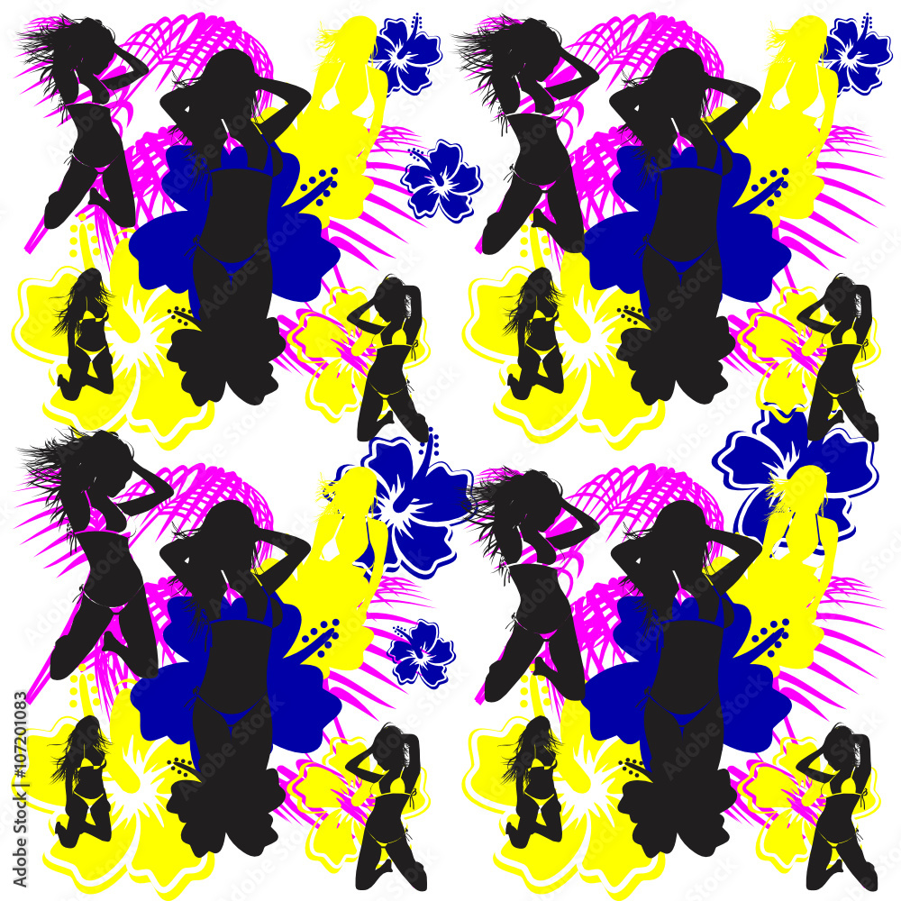 summer hawaiian pattern sticker background in vector format summer hawaiian pattern sticker background in vector format