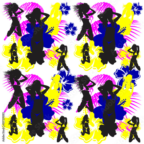 summer hawaiian pattern sticker background in vector format