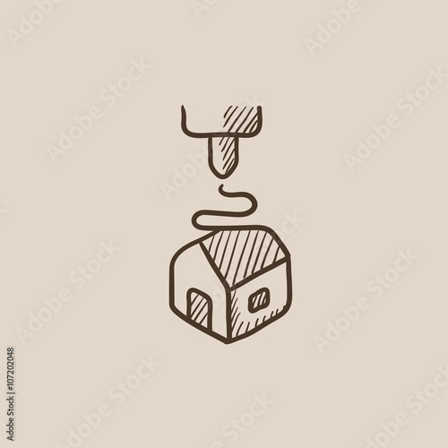 Tree D printing sketch icon.