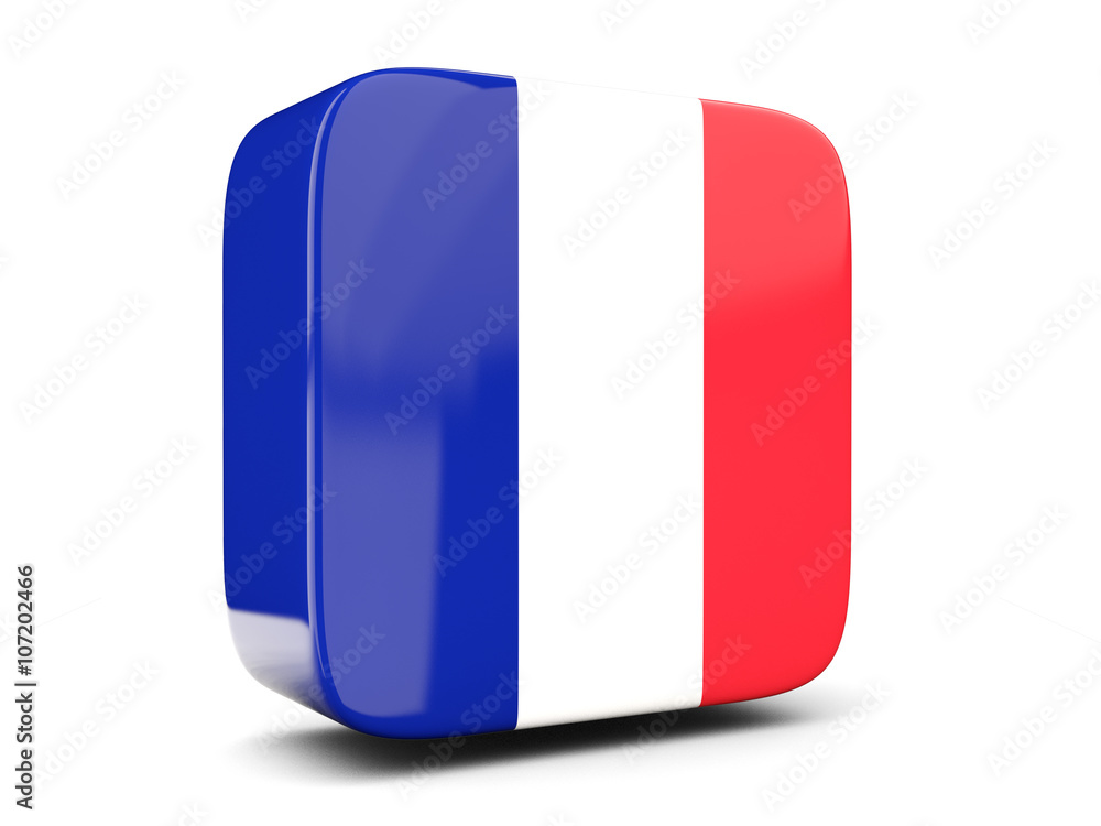 Square icon with flag of france square. 3D illustration Square icon with flag of france square. 3D illustration