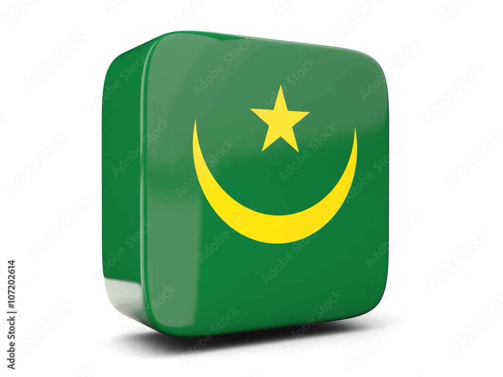 Square icon with flag of mauritania square. 3D illustration Square icon with flag of mauritania square. 3D illustration