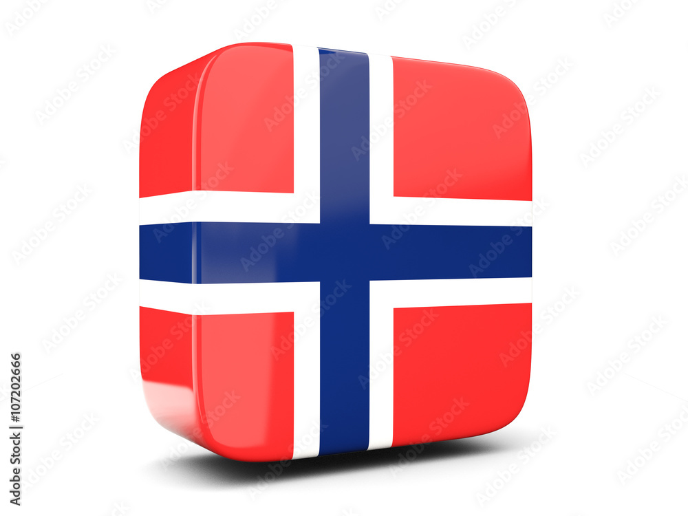 Obraz premium Square icon with flag of norway square. 3D illustration