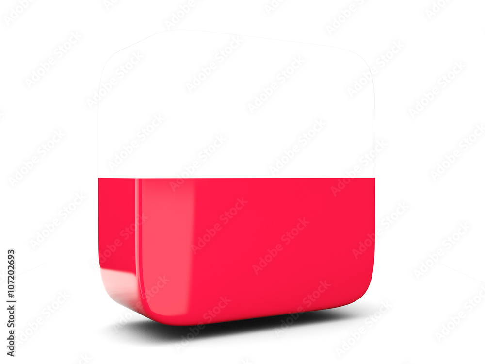 Square icon with flag of poland square. 3D illustration Square icon with flag of poland square. 3D illustration
