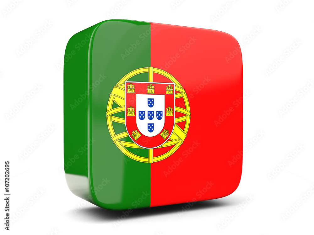 Square icon with flag of portugal square. 3D illustration Square icon with flag of portugal square. 3D illustration