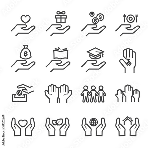 give and protect  icon .line vector.