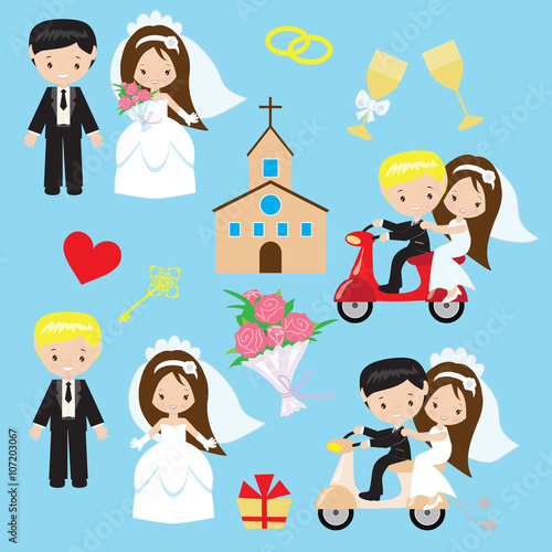 Bride and groom vector illustration