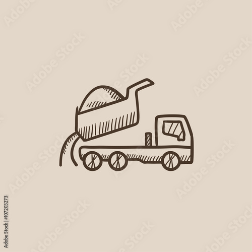 Dump truck sketch icon.