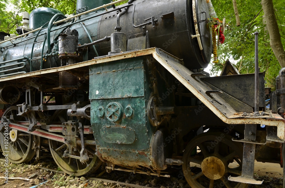 Naklejka premium Old steam locomotive metal