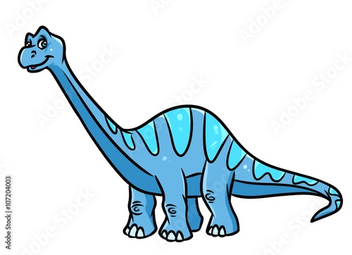 Dinosaur Diplodocus  herbivorous  cartoon illustration isolated image animal character