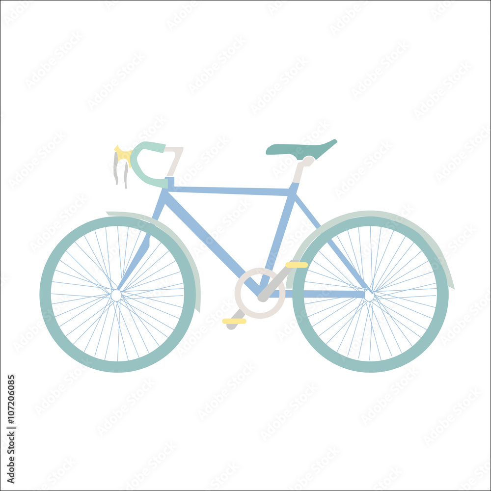 Blue bicycle vector illustration on white background