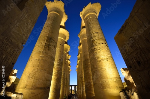 Central corridor at  Luxor Temple in Egypt 
