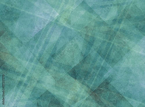 abstract background design  geometric lines angles shapes in white layers of transparent material on green and teal blue background color